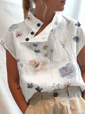 white floral blouse for women - summer outfit