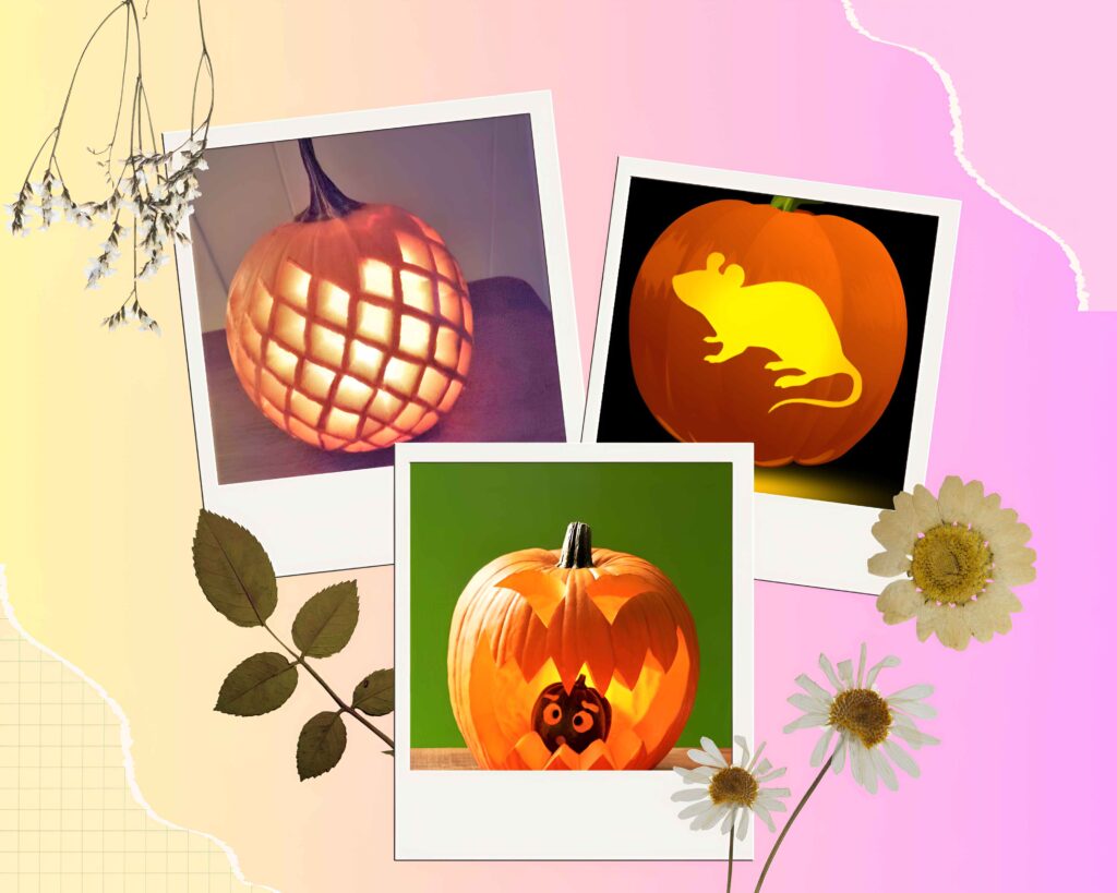 Last-minute Pumpkin Carving Ideas featuring 3 pumpkin images