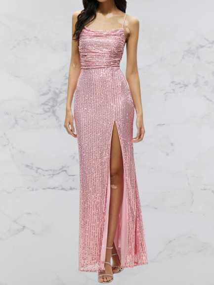 Pink prom dress - Pink Christmas dress for women