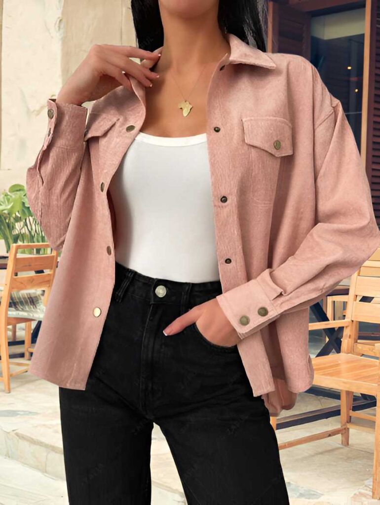 Pink shacket for women - womens winter shacket pink