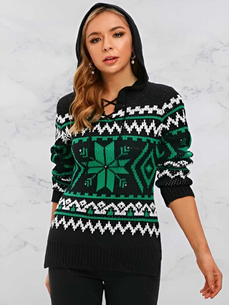 green sweater christmas - cozy sweater for women