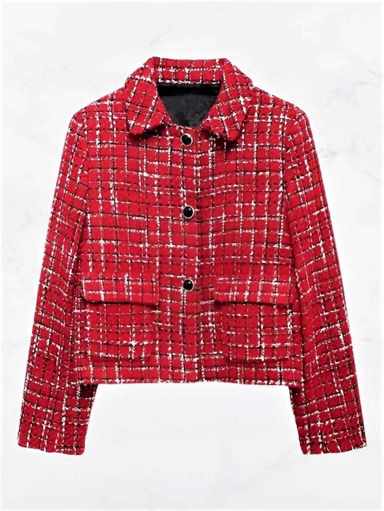 red tweed jacket women - christmas jacket for women