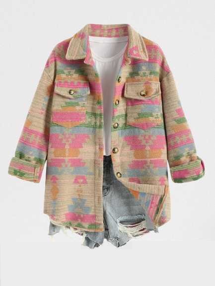 tribal print coat for women - ethnic womens jacket