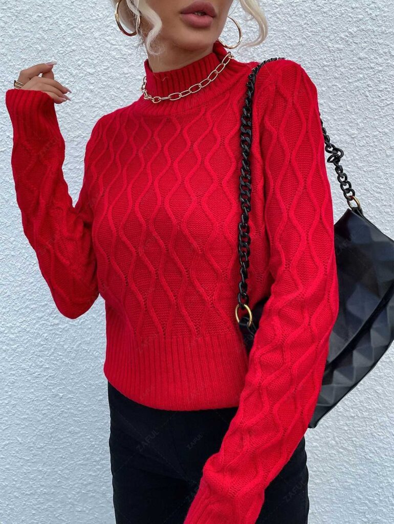 turtle neck sweater for women - red cardigan christmas