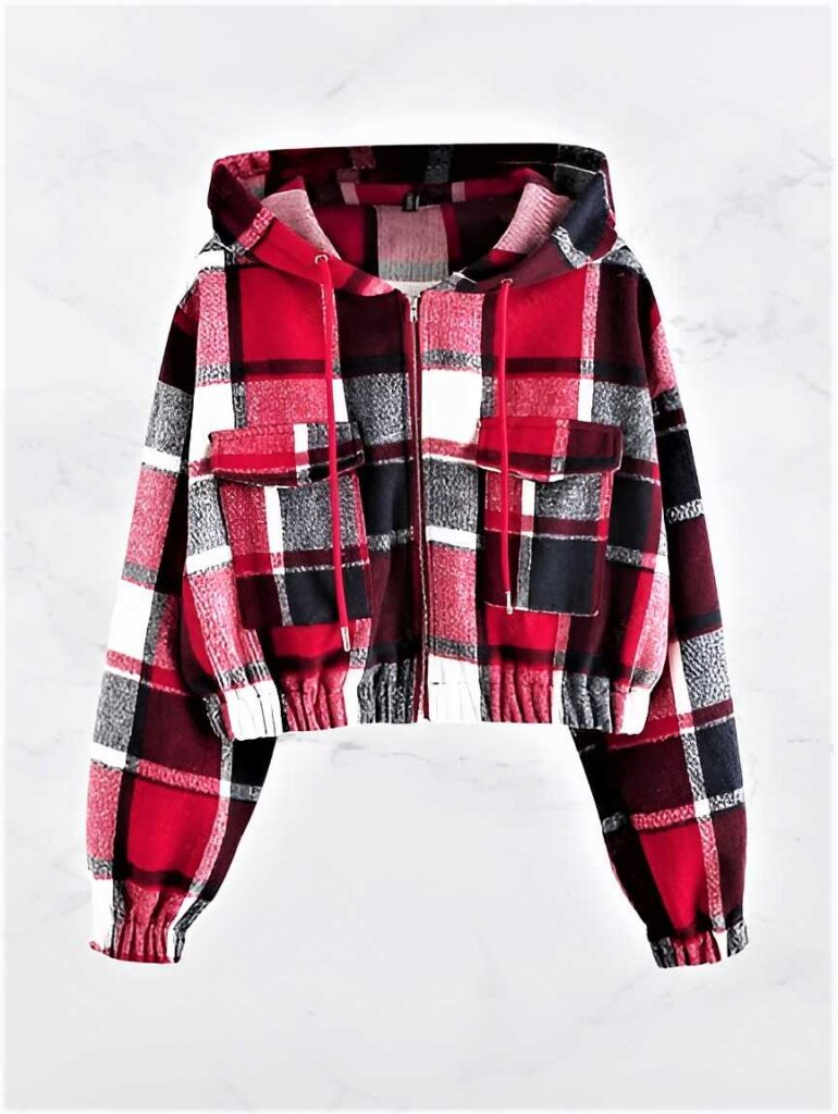 women flannel jacket - christmas winter hoodie