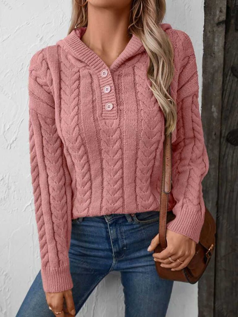 womens heavy cardigan - pink sweater for women