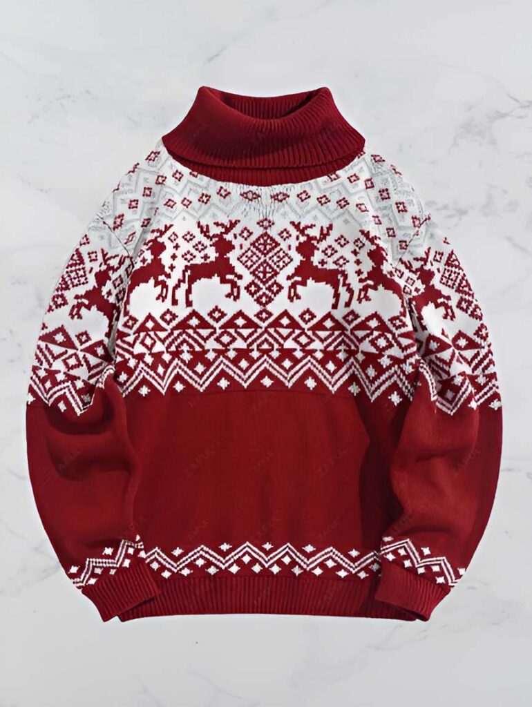 10. Turtleneck Christmas Sweater - elf on the shelf ideas