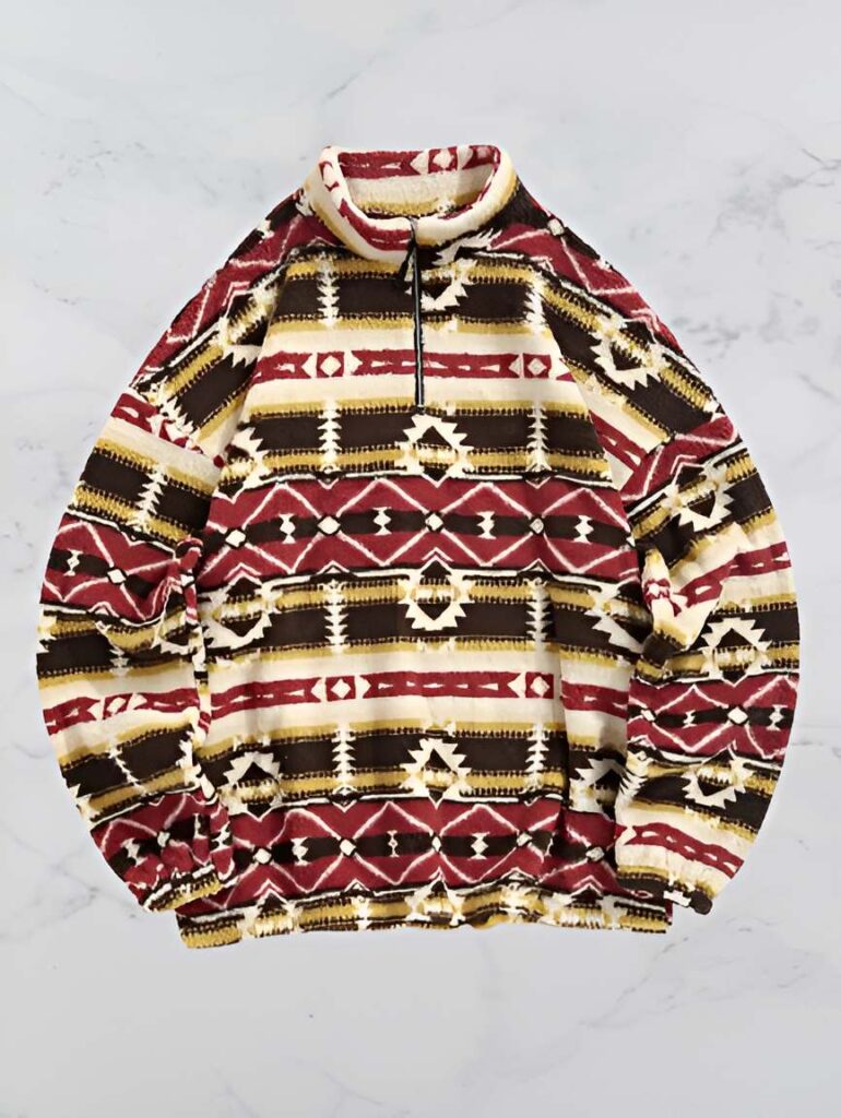 12. Ethnic Tribal Aztec Printed Teddy Sweatshirt - Mens Christmas Fashion