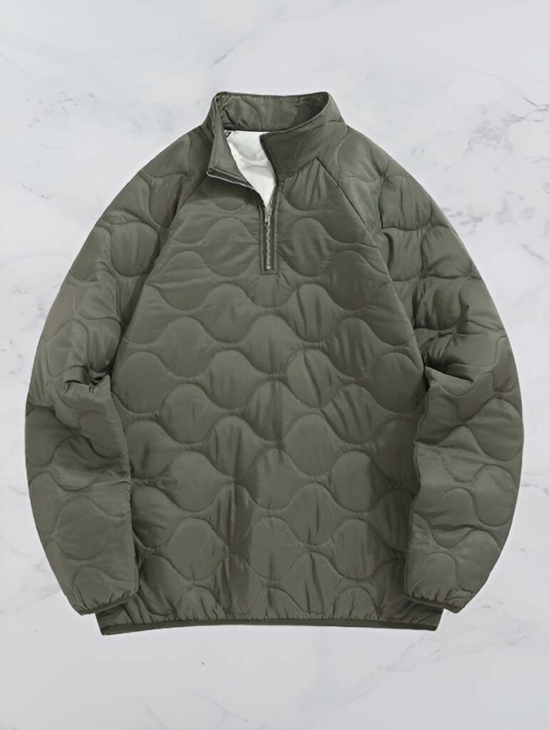 19. Green Quilted Padded Jacket - Mens Heavy Winter Jacket