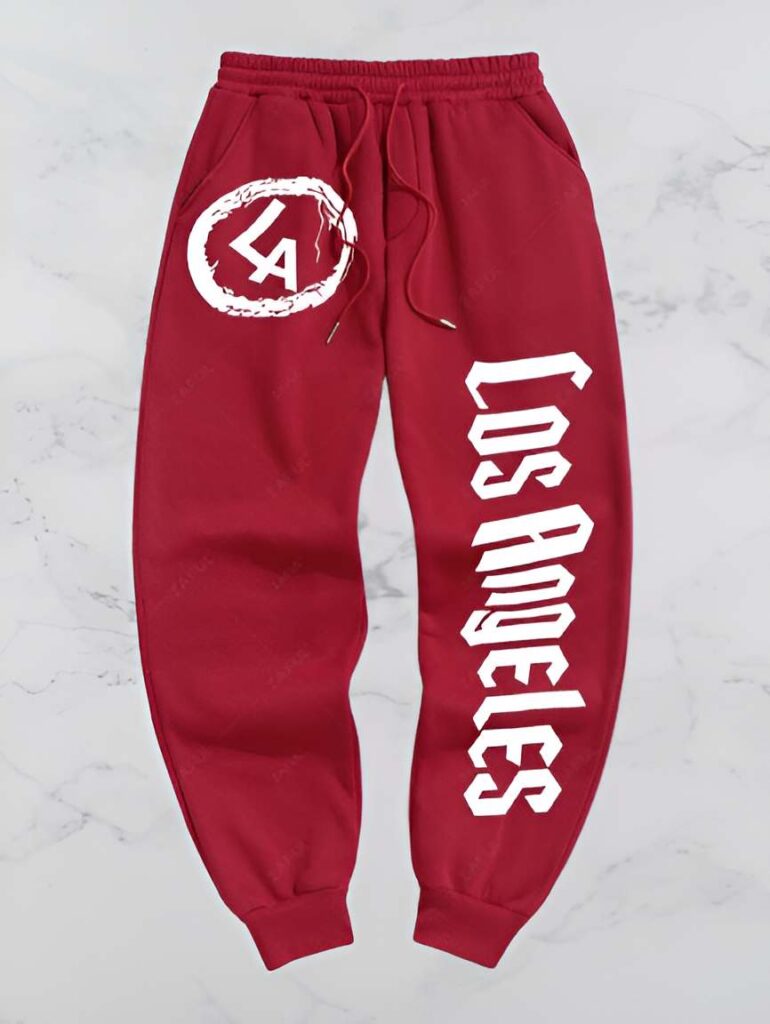 22. Los Angeles Letter Graphic Fleece-lined Jogger Sweatpants for Men